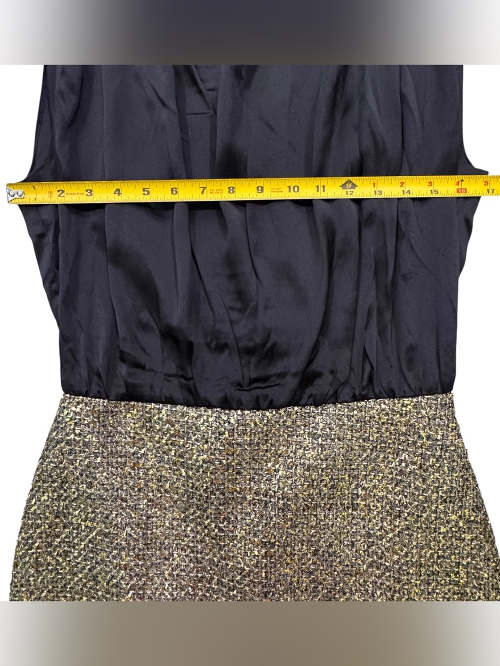 NWT! Amanda Uprichard Silk & Tweed Brantley Mini Dress – Black/Gold – Size Small - Picture 8 of 10